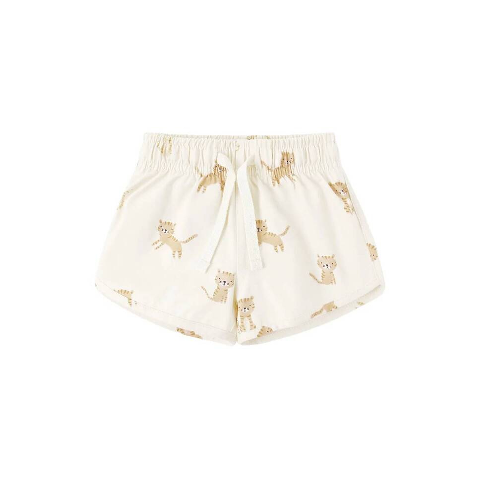 NEW QUINCY MAE boy's print elastic waistband swim short in tigers